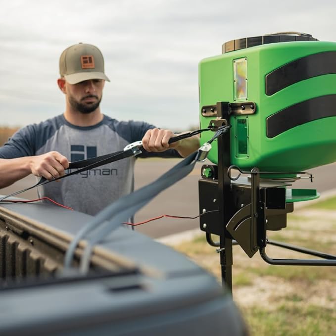 Hooyman Vehicle Spreader with Adjustable Feed Rate Universal Attachment 125LB Capacity for Seeding Land Management and Lawncare