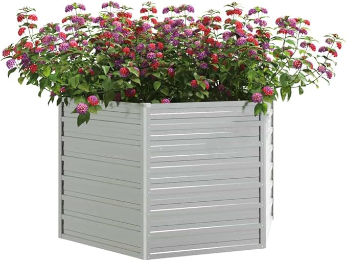Garden Raised Bed 50.8x30.3 Galvanized Steel Silver Lawn Planters