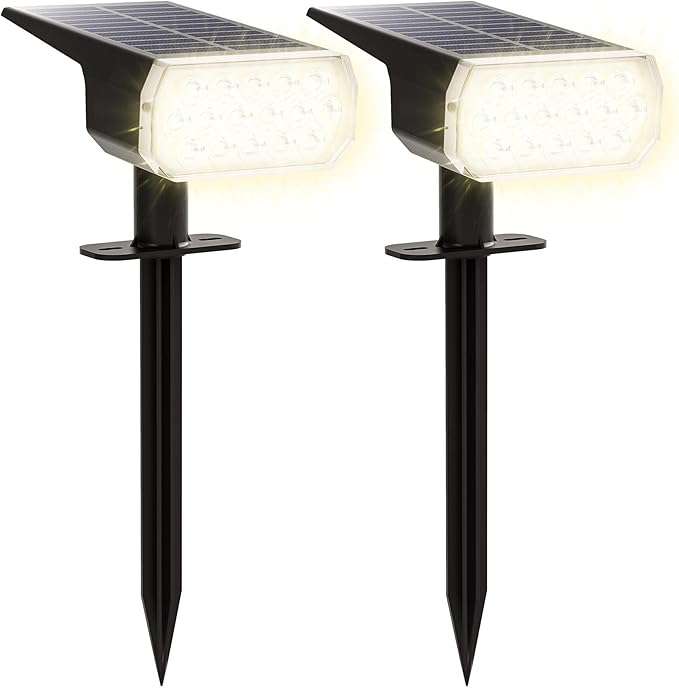 2 Pack Solar Spot Lights Outdoor 8 Lighting Modes Multicolor IP65 Waterproof Landscape Lighting for Garden Yard Patio – Solar Powered(Warm White2 Pack)