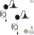 2-Pack Hook Mounted Plant Light Full Spectrum 6000K 25W White Light Timing Plug in Cord Industrial Style Goose Neck Wall Lamp for Indoor Plants Flowers Growing
