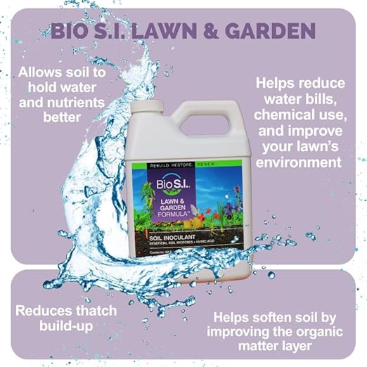 Bio S.I. Lawn &amp Garden Soil Conditioner – Microbial Soil Amendment for Moisture Retention &amp Soil Health – Quart Spray Bottle