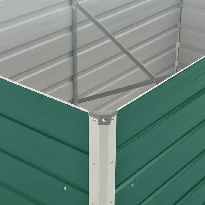 Raised Beds Patio Raised Planter Box for Vegetables Outdoor Garden Backyard Flowers Fruits 63x31.5x30.3 Galvanized Steel Green
