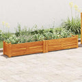 Raised Garden Bed 59.1 x 11.8 x 9.8 in Brown Solid Acacia Wood Outdoor Planter Box with Oiled Finish Large Planter for Patio Balcony Herb &amp Flower Garden