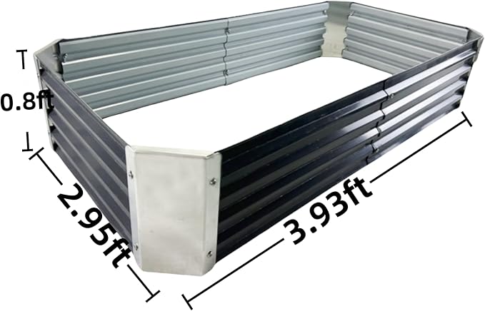 Galvanized Raised Garden Bed Outdoor Metal Quadrilateral Planter Box Deep Root Planters Boxes 3.93ft x 2.95ft Suitable for Plants Flowers Vegetables Herbs Fruits Dark Grey