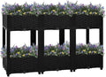 47.2x15.7x28in Rectangular Raised Garden Bed Matte Black UV PP Planter Box for Vegetables &amp Flowers Lightweight Outdoor Garden Box for Balcony Patio Yard