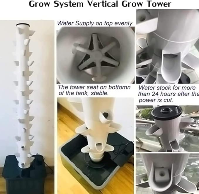Hydroponic Tower Growing 15 Floors 45 Plants Sites Indoor Vertical Gardening Grow Kit Detachable PP Colonization Cups Farm Greenhouse Hydroponic Grow