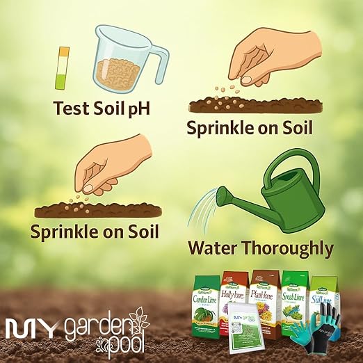 MYGP Organic Fertilizer Bundle – 5×4 lb: Garden Holly Plant Lime &amp Acidifier – with My Garden Pool Claw Gloves &amp Soil pH Test Strips – Complete Soil Nutrition and pH Balancing Kit for Garde