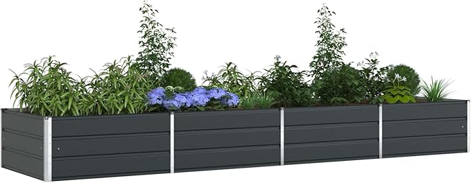 Galvanised Steel Raised Garden Bed Metal Planter Box for Outdoor Plants Vegetable Herb 151.57x39.37x17.72 Anthracite-701
