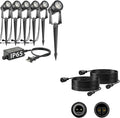 SUNTHIN 6 Pack Warm White Landscape Lighting with 2pcs 6.5FT Extension Cord for Outdoor Extend The Illumination Range