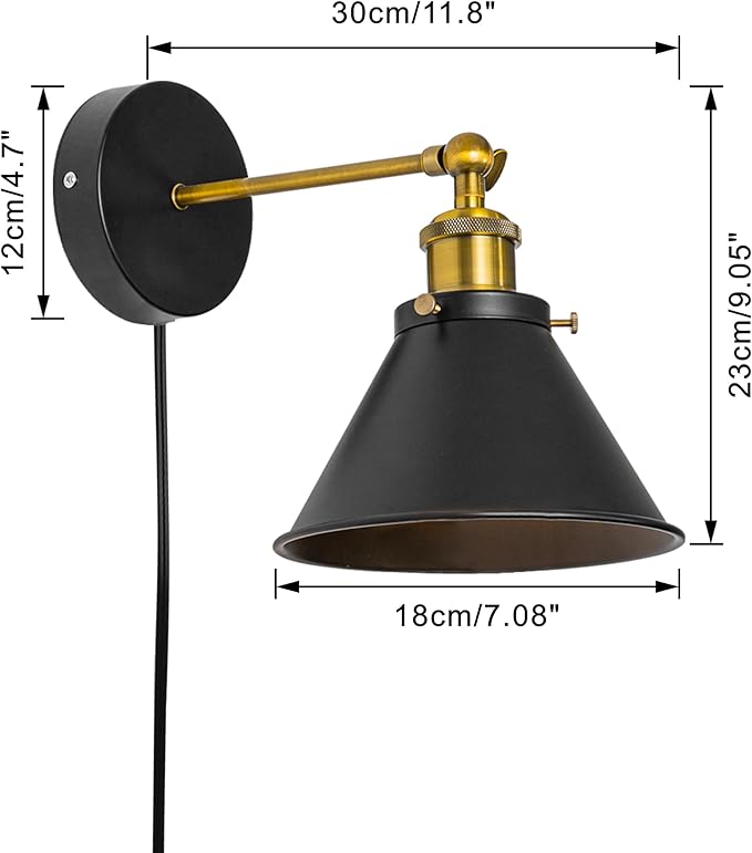 2-Pack Hook Mounted Plant Light Full Spectrum 4500K 10W Adjusted Light Beam Range 15-60 Degree Vintage Black Wall Lamp for Indoor Plants Flowers Growing