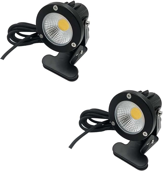 7w LED Beam Spotlight - Led Spot Lights IP65 Waterproof Spotlight with Clip Outdoor Clamp Lights Landscape Lamp for Plants Yard Garden Decorative Lamp Shop Billboard Lighting(Warm White 2 Pack)