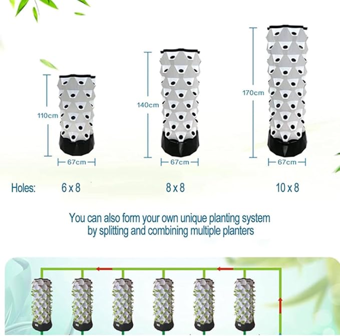Hydroponic Tower Hydroponic Grow Kit with Hydro Pump Garden Hydroculture Growing Vertical Tower for Fresh Herb Garden Fruits Vegetables10Floors