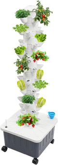 50 Pods Hydroponics Growing System Rolling Vertical Garden Planter Tower for Vegetables Fruits Flowers Herbs