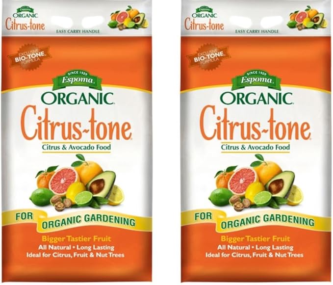 Espoma Organic Citrus-Tone 5-2-6 Natural &amp Organic Fertilizer and Plant Food for All Citrus Fruit Nut &amp Avocado Trees 18 lb. Bag. Promotes Vigorous Growth &amp Abundant Fruit - 2 Pack