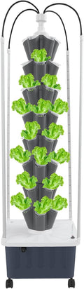 Hydroponics Growing System Indoor Garden 40Pods Herb Garden Kit Indoor with LED Grow Light Fresh Herbs Vegetables Hydroponic Planter for Home Kitchen Office (Gray)