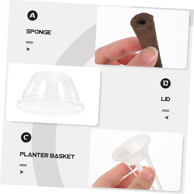 5sets Hydroponic Basket Planter Kit Grow Sponges Humidity Domes and Labels for Indoor Soilless Gardening and Plant Growth Compatible