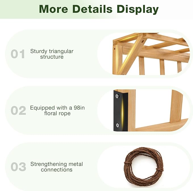 Aoxun 144 Raised Garden Bed with Trellis Wood Planter Container with Hanging Roof &amp Garden Boxes for Climbing Plants Flowers Vine (4 piece)