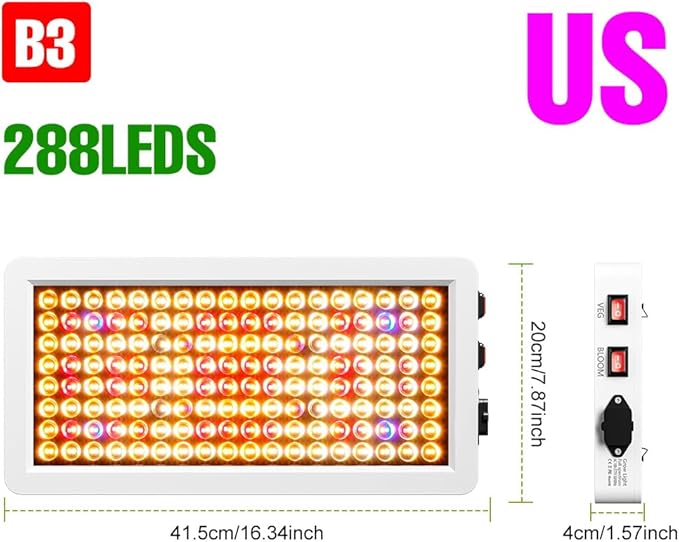 500W LED Grow Lights Full Spectrum Indoor Green Plant Lamp Veg/Bloom Modes Dimmable Growth Box Fill Light 100-277V Flower Seeding Hydroponic System Greenhouse Tent Cultivate Lighting with Hook US Plug