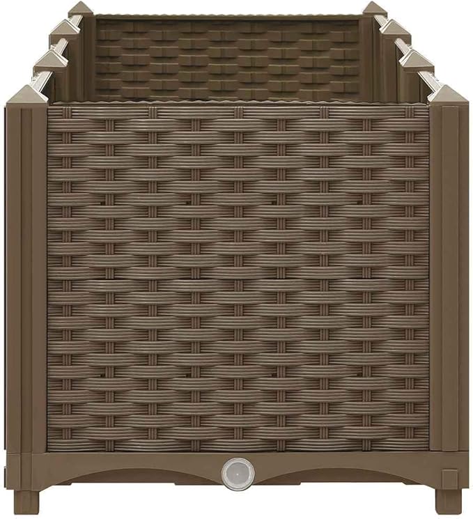 Raised Garden Bed Brown Polypropylene Large Sturdy Rectangular Planter Box 47.2x15.7x15.0 in Outdoor Plants Herbs Vegetables Patio Balcony Yard