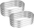 2 Pack 3 x 2 x 1 Ft Galvanized Raised Garden Bed Kit Outdoor Oval Planter Box for Vegetables Flowers Herbs Deep Rooted Silver