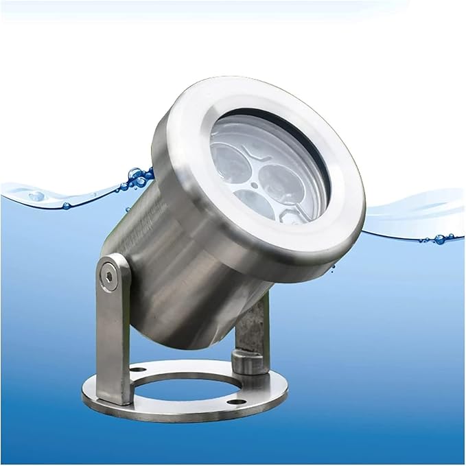Submersible LED Swimming Pool Light - IP68 Waterproof Garden Pond Lights 304 Stainless Steel Fountain Decoration Underwater Landscape Lights(White)