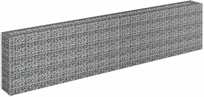 Galvanized Gabion Raised Planter Box 141.7x11.8x35.4 Silver Steel Outdoor Garden Bed Modern Large Flower Bed for Patio Balcony &amp Yard