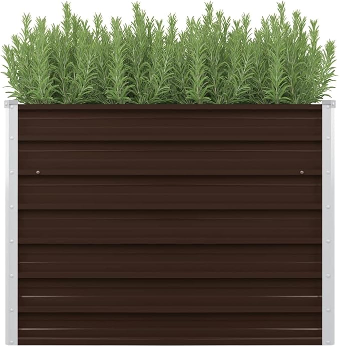 Garden PlanterOutdoor Plant BoxPatio Balcony Deck for Growing Flowers Vegetables Tomatoes and HerbsGarden Raised Bed Brown 39.4x15.7x30.3 Galvanized Steel