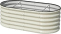 SnugNiture 4x2x1.5ft Raised Garden Bed Outdoor 17 Tall Galvanized Metal Planter Box Oval Raised Garden Bed Kit for Planting Vegetables Plants Fruits Beige White