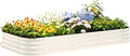 Quictent Galvanized Raised Garden Bed Kit 8x4x1 ft Oval Metal Planter Box for Vegetables Strengthened by Crossbar Beige