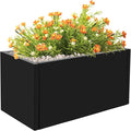25 L x12 W x12 H Metal Flower Boxes Planter Boxes Outdoor Raised Garden Bed Indoor Outdoor Planting Bed Black Rectangle Planter Box for Patios Lawn Yard Decor Storage