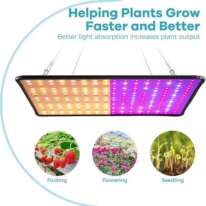 2Packs 250W LED Plant Grow Lamp 100-277V Full Spectrum Planting Fill Lamp UV IR Greenhouse Tent Box Hydroponics System Red Blue 110V Vegetable Bonsai Fruit Seeding Lights Potted Succulent Moss Cactus