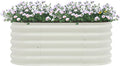 Raised Garden Bed 41.3 x 23.6 x 17 Outdoor Planter Raised Flower Bed Kit Stainless Steel Metal Garden Bed Outdoor for Vegetables Plants Fruits Flowers White
