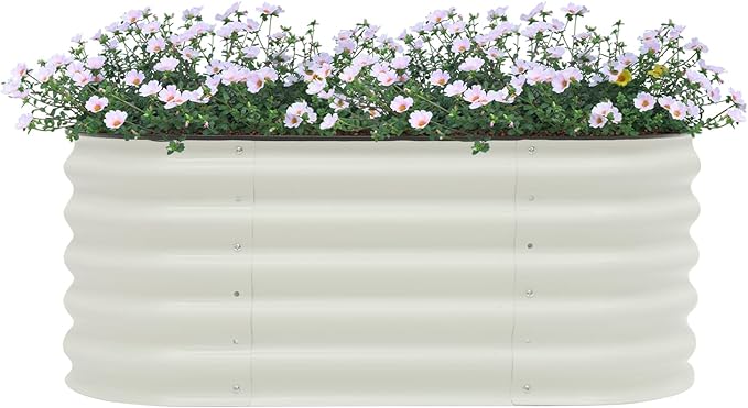 Raised Garden Bed 6 in 1 Modular Aluminum-zinc Plated Steel Raised Planter Bed 41.34 L × 23.62 W × 17 H Large-Capacity Metal Planter Box Outdoor for Vegetables Fruits Flower Herb