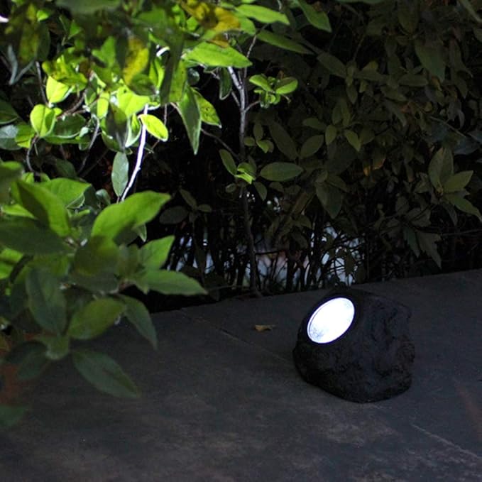 Solar Rock Light 2Pcs Small Solar Rock Lights Outdoor Solars Powered Rocks Light LED Garden Landscape Lights for Path Yard Patio Lawn Porch 4.7x5.9in