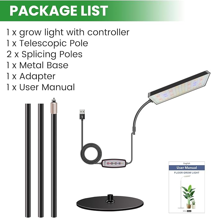 Wiaxulay Floor Plant Lights for Indoor Growing 153 LED Full Spectrum Grow Light with Stand Height Adjustable 24-68 in4/8/12/16H Timer 3 Lighting Modes5 Brightness for Growing Large Tall Plants