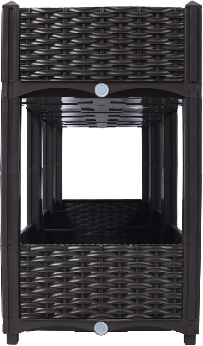 Planter Raised Beds - Elevated Garden Box with Drainage Plug for Vegetable/Flower/Herb Outdoor Standing Planter Beds Gardening Kit Brown 47.2x15.7x27.7