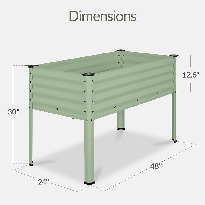 Best Choice Products 48x24x30in Galvanized Raised Garden Bed Metal Elevated Planter Box Vegetable Garden for Backyard Patio Balcony - Sage Green