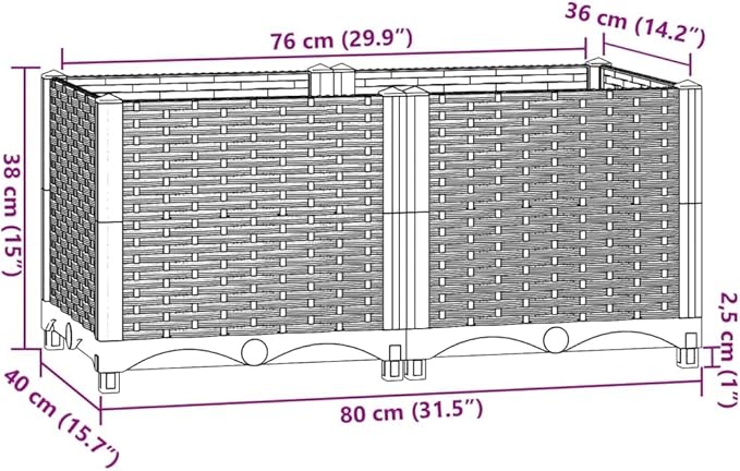 SKM Raised Bed 80x40x38 cm Polypropylene (Weight-9KG)-0402