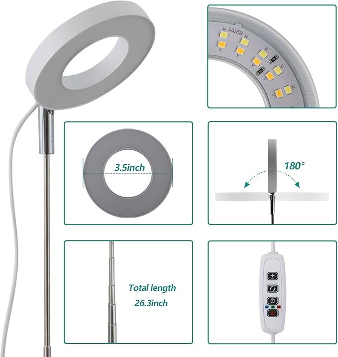 EP Indoor Plants Grow Light Full Spectrum LED Plant Light Height Adjustable Growth Floor Lamp with Automatic Timer Ideal for Small Plants2 Packs