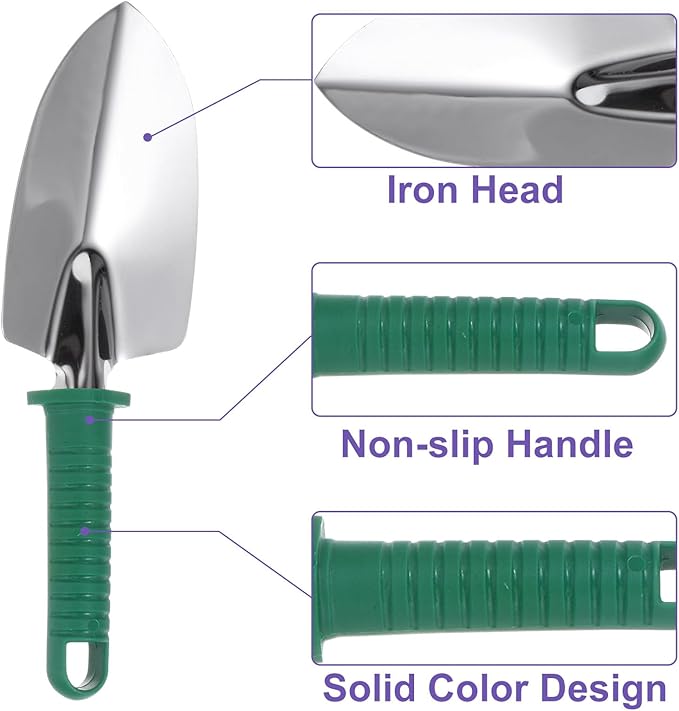 HARFINGTON 1 Set Garden Tool Set 5 Pieces Plastic Gardening Planting Tools Kits with Shovels Rake Scissor Water Sprayer and Store Case Green