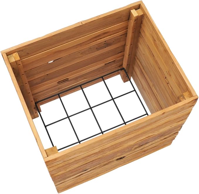 Wooden Raised Bed with a Steel Rack Recycled Teak Raised Planter Garden Box with Legs Wood Raised Garden Bed Planter for Vegetables Grass Lawn Yard 19.7x15.7x21.7