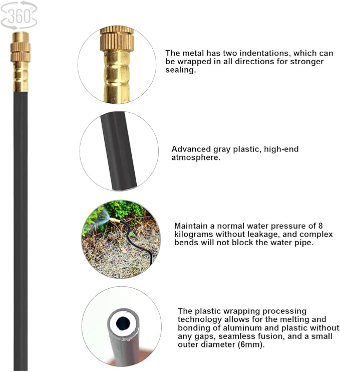 New drip Irrigation kit Automatic Garden Watering System Quick Connector and 360-degree Bending Dropper atomizing Copper Nozzle Garden Plant Lawn Courtyard Watering System. (Timer)