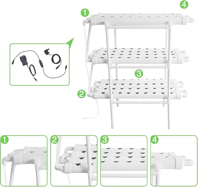Hydroponics Growing System Kitindoor Hydroponics Growing System108 Plant Sites 3 Layers Food-Grade PVC-U Pipes Hydroponic Grow Kit Gardening System For VegetablesFruitsherbaceous(Upgraded Version)