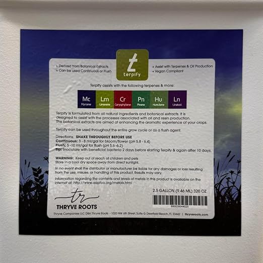 Terpify 2.5 Gallon Free WG Hydro Cheat Sheet and Measure Shot Cup
