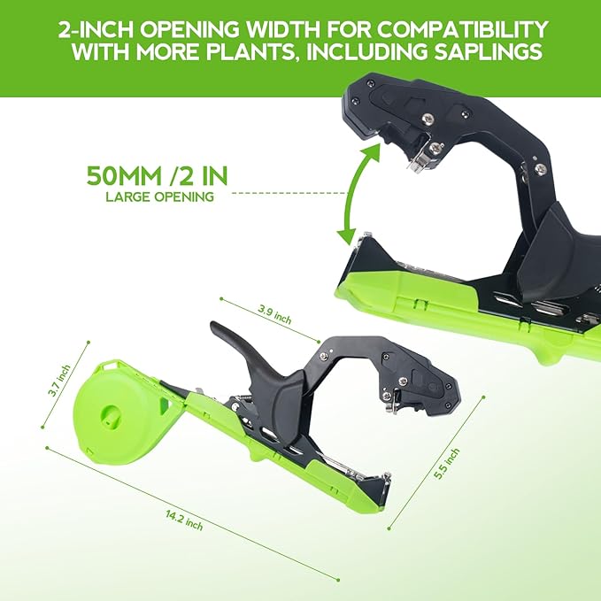 Plant Tying Machine - Lightweight Garden Plant Tie Tool Gardening Tape Gun with 23 Rolls Green Tape &amp 10000 Staples for Tomatoes Peppers Grapes Vining Vegetables