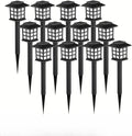 Outdoor Warm Light Solar Rechargeable Landscape Garden Lights Suitable for Roads Courtyards and Decks (12 pcs)