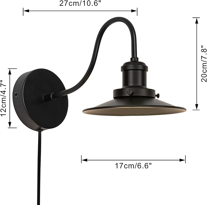 2-Pack Hook Mounted Plant Light Full Spectrum 4500K 10W Adjusted Light Beam Range 15-60° Industrial Style Goose Neck Wall Lamp for Indoor Plants Flowers Growing