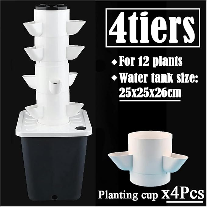 Hydroponics Growing System Balcony Hydroponic Growing System Detachable Colonization Cups Home Garden Farm Greenhouse Vertical Tower Planters Hydroponic Tower (White 4)