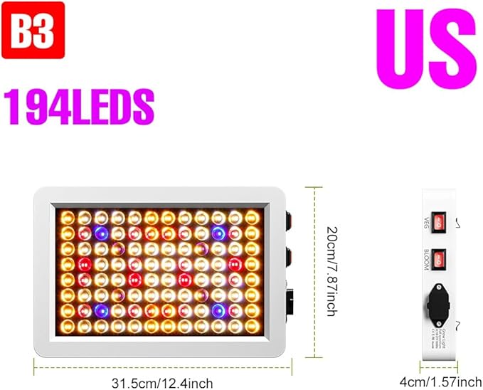 300W LED Grow Lights Full Spectrum Indoor Green Plant Lamp Veg/Bloom Modes Dimmable Growth Box Fill Light 100-277V Flower Seeding Hydroponic System Greenhouse Tent Cultivate Lighting with Hook US Plug
