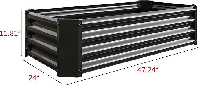Galvanized Raised Garden Bed for VegetablesPlanter Raised Garden Boxes OutdoorMetal Raised Garden Beds Steel Kit for Vegetables Flower Herb Patio Black Rectangle